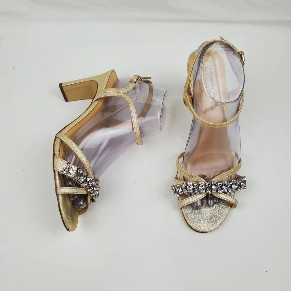 American Glamour Badgley Mischka Embellished Heels Sandals